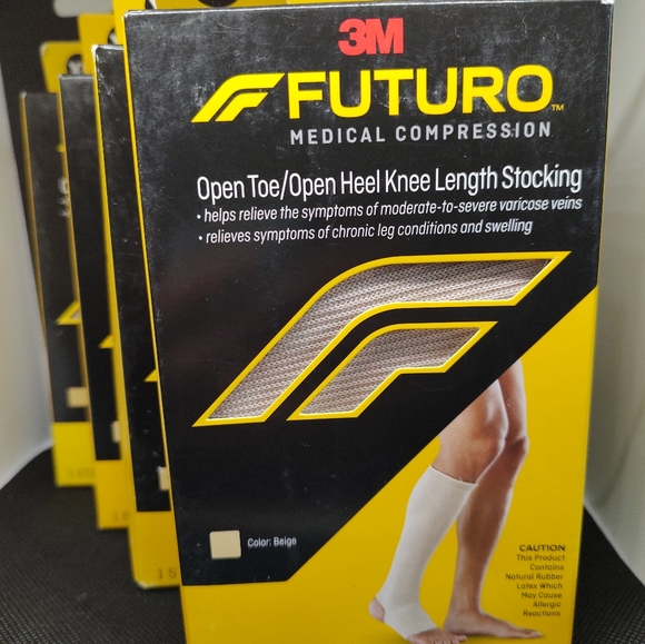 4 boxes Futuro Open Toe/Heel Stocking, Unisex, Firm Compression, 20-30 mm/Hg. - Picture 1 of 4